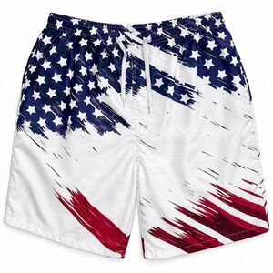OUKU Men's USA American Flag Swim Trunks Patriotic Board Shorts XL NWT